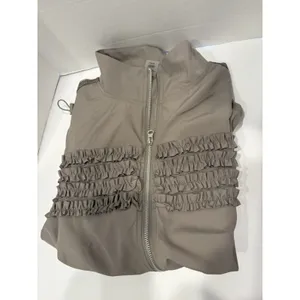 House of Mae Taupe Ruffle Zip Jacket Women’s Large Stretch Lightweight thumbnail 6