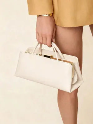 Ivory off white Cream Top Handle purse Bag (2 exchangeable strap lengths) thumbnail 6