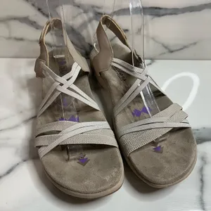 Skechers Women's Taupe Reggae Comfort Takes Two Sandals Sz 9 Outdoors Hiking thumbnail 3