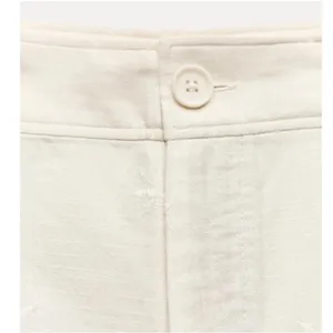 Zara embroidered wide leg trouser pants thumbnail 2