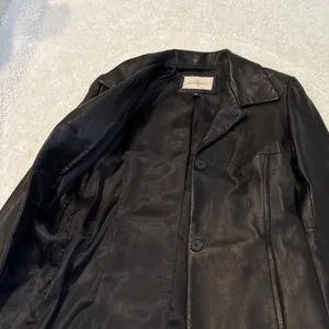 VTG 90s Lady Hathaway Womens Black Leather Jacket S Grunge Emo Classic College thumbnail 5