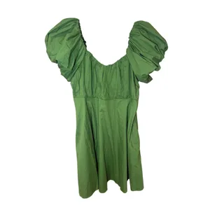 Abercrombie & Fitch Poplin Puff Sleeve‎ Mini Dress Green Size Large Milkmaid thumbnail 2