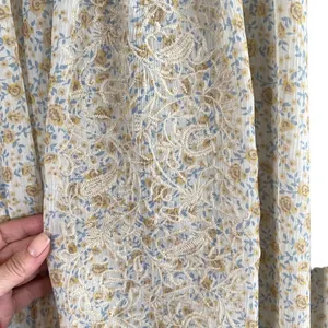 Free People Yellow Floral Wide Neck Embroidered Boho Blouse Women Sz XS thumbnail 3