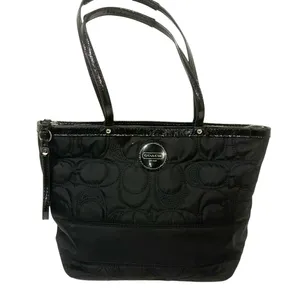 COACH Black STRIPE‎ STITCHED NYLON TOTE—E1276- F17668 thumbnail 1