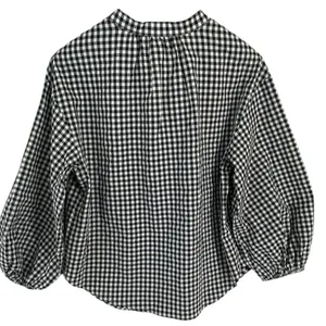 A New Day Black and White Gingham V-Neck Puff 3/4 Sleeve Oversized Top thumbnail 5