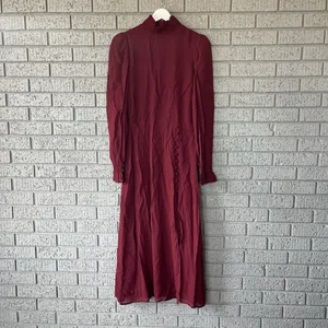 NWT Reformation Stevi Shirred Georgette Midi Dress in Plum Size 4 thumbnail 3