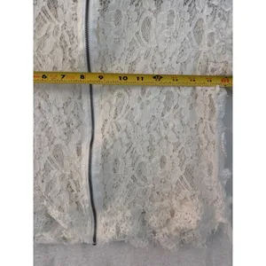 Zara Trafaluc White Lace Crop Top Short Sleeve Full Zip Back Textured Floral M‎ thumbnail 8