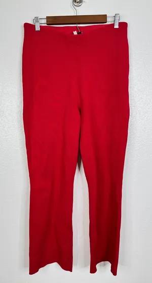Tuckernuck‎ Womens Red Knit Pull On Flare Pants High Rise Viscose Blend Large thumbnail 1