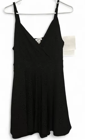 rue21 Black Eyelet V-Neck Spaghetti Strap Mini Dress thumbnail 1