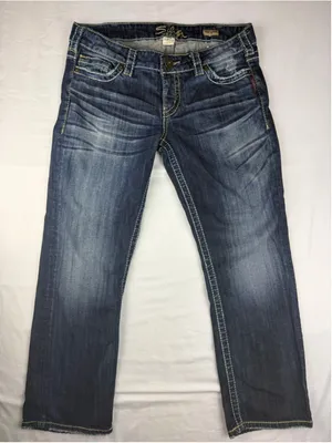 Silver Jeans Co W31 Santorini Capri Jeans Thick Stitch Y2K Denim Western Cowgirl thumbnail 1