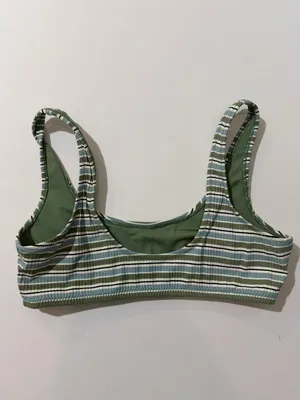 L.A. Hearts PacSun Ribbed Green Blue Striped Scoop Neck Bikini Top thumbnail 2