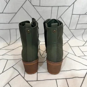 Sugar‎ Baxter Combat Boots 8.5 Olive Green Lace Up Side Zip Block Heel Lug Sole thumbnail 3