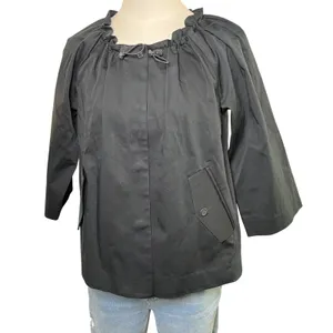 Quiet Luxury Minimalist Cropped Jacket Black Theory Snap‎ Front Chic Modern S thumbnail 11