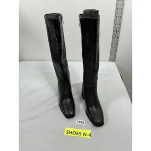 Womans New Pomoxilkn Knee High Riding Boots Size 6 Black Block Heel Side Zip thumbnail 2
