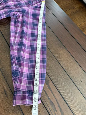 L.L.Bean purple plaid fleece-lined flannel shirt jacket Women’s Size M Medium thumbnail 10