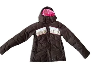 Oakley Women's Full Zip Ski Snowboard Jacket Brown Pink Small Down Puffer‎ Coat thumbnail 1