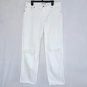 Abercrombie & Fitch White Baggy Low Rise Jeans thumbnail 3