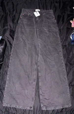 Motel roomy wide low rise jeans Washed Black Grey size 26 32 L thumbnail 2