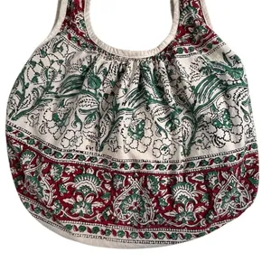 Boho Chic Floral Paisley Tote Bag Red Green Cream‎ Unbranded thumbnail 3