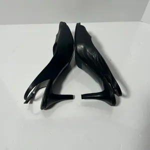 Trotters Omega Black Leather Slingback Peep Toe‎ Kitten Heels Pumps 9N thumbnail 12