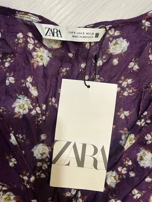 Zara Purple Floral V-Neck Long-Sleeve Mini‎ Dress thumbnail 4