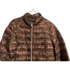 BCBGeneration Womens Medium Brown‎ Puffer Jacket Lightweight Ruffle Bottom thumbnail 3