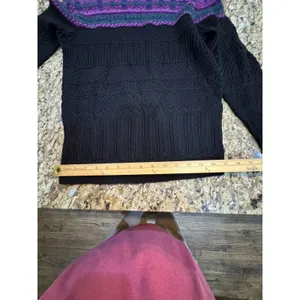 Lauren Ralph Lauren Fair Isle Sweater Mohair Wool Women Size Small Black Purple thumbnail 9