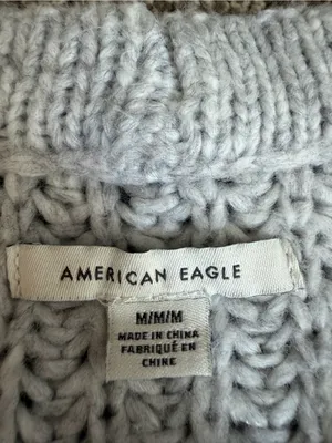 American Eagle Gray Chunky Knit Oversized Crewneck Sweater Women’s M thumbnail 3