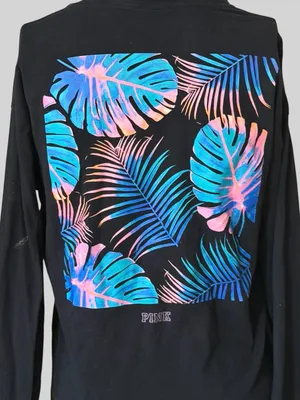 PINK Victoria's Secret Black Long-Sleeve Pocket Tee with White Logo thumbnail 5