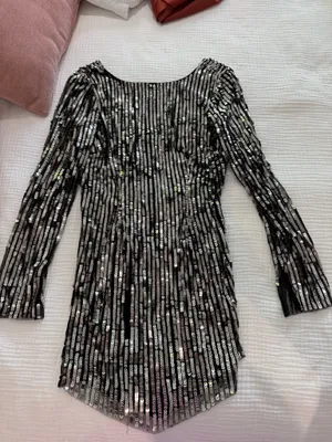 Nasty Gal black long sleeve sequin mini dress thumbnail 4