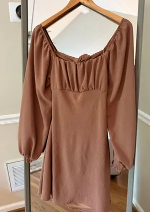 Women's Originality Brown Long Sleeve Dress M thumbnail 1