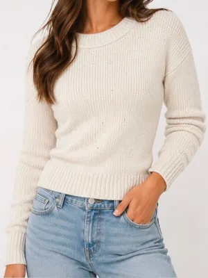 Old Navy Cream Speckled Knit Sweater | Size XS thumbnail 1