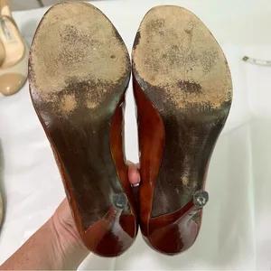 Stuart Weitzman Bronze Peeptoe Stiletto Heels Size 8 Corpcore 80s Power Dressing thumbnail 9