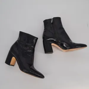 Sam Edelman Hilty 2 Patent Leather Ankle Boots Pointed Toe Block Heel Black 6.5 thumbnail 3