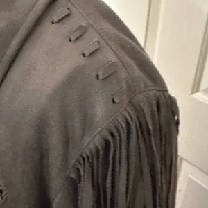 Women’s Faux Suede Moto Style Fringe Jacket thumbnail 2