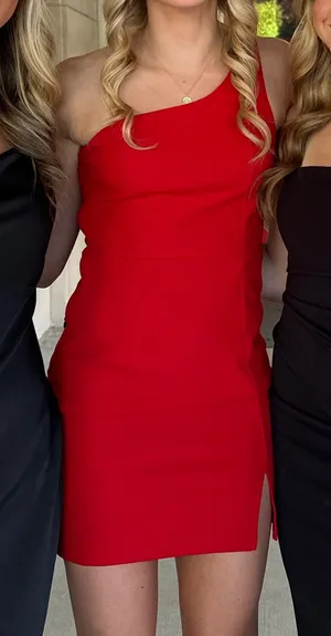 Hello Molly Red One-Shoulder Sheath Dress thumbnail 1