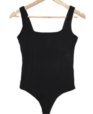 Womens Abercrombie & Fitch Black Sleeveless Square Neck Bodysuit Top Size Medium thumbnail 1
