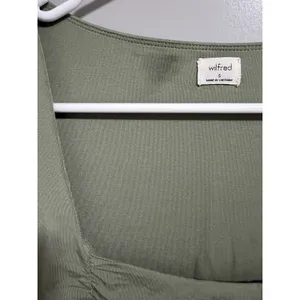 Wilfred Aritzia Lydia Ruched Mini Bodycon Dress‎ Sage Green Women's Size Small thumbnail 11