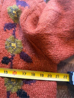 Vintage 80's Sai Sai Cardigan Women's Mohair Sweater Orange Floral L Large Lined thumbnail 7