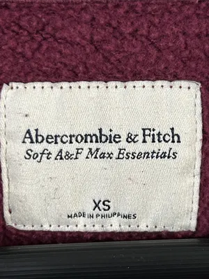 Abercrombie & Fitch Plum Half-Zip Fleece Cotton Blend Pullover Sweatshirt thumbnail 5