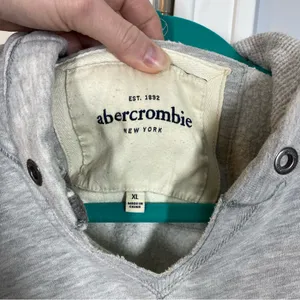 Gray Abercrombie & fitch Hoodie with NY Patch womens size xl slim fit y2k og A&F thumbnail 2