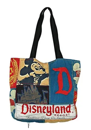 Walt Disney World Parks The Happiest Place on Earth Patchwork Tote Bag Rare thumbnail 1