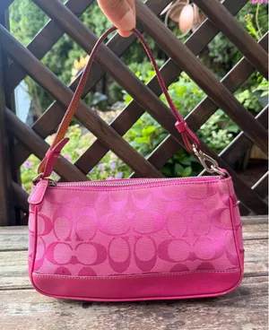 Coach Hot Pink Signature C Jacquard‎ Small Demi Baguette Shoulder Bag 6094 thumbnail 1