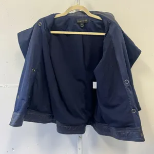 Bagatelle Navy Blue Leather Trim Double Breasted Jacket Style Women's Large‎ thumbnail 3