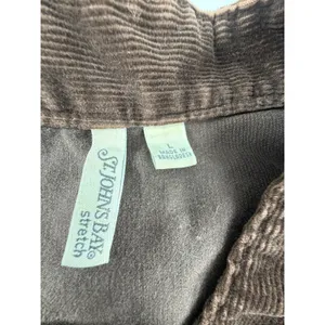 St Johns Bay Stretch Brown Corduroy Jacket Mock Neck Button Front Size L thumbnail 3