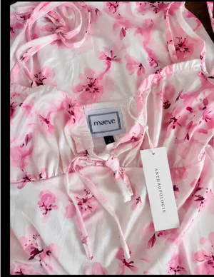 Feminine Pink Garden Party Maxi Dress Maeve Medium NWT Sweetheart Sexy thumbnail 4