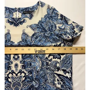 White House Black Market Dress Women Medium Blue White Paisley‎ Shift Casual thumbnail 4
