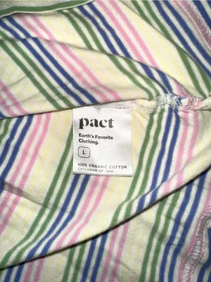 Pact Organic Cotton Sleeveless V-Neck Cream Stripe Mini Dress LARGE thumbnail 5