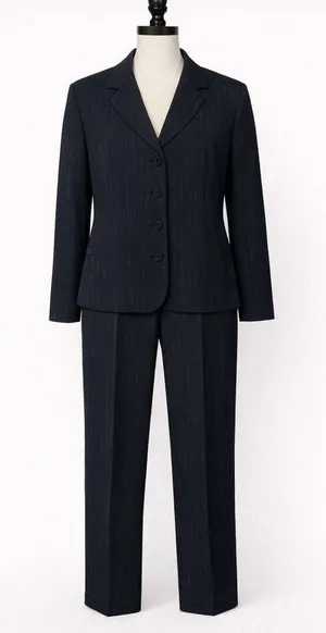 Tahari Black Pinstripe Pantsuit Women’s 10 Blazer & Trousers Career Suit Set thumbnail 1