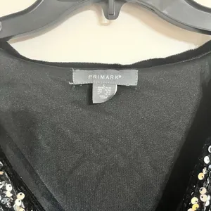 Primark Womens Silver‎ Black Sequin V-Neck Long Sleeve Mini Party Dress Large thumbnail 3